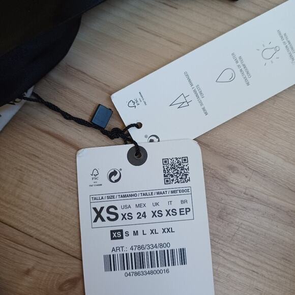 Zara Strappy Satin Effect Gathered Slip Midi Dress Black XS NWT - Picture 10 of 10